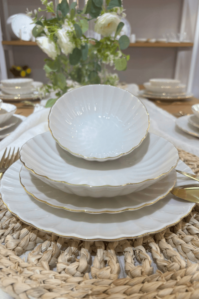 İnci 24 Parça 6 Kişilik Gold Yaldızlı Porselen  Yemek Takımı