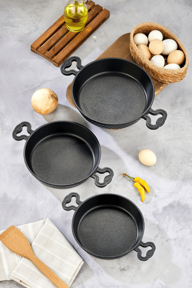 3'lü Sahan Seti Titanyum Kaplamalı