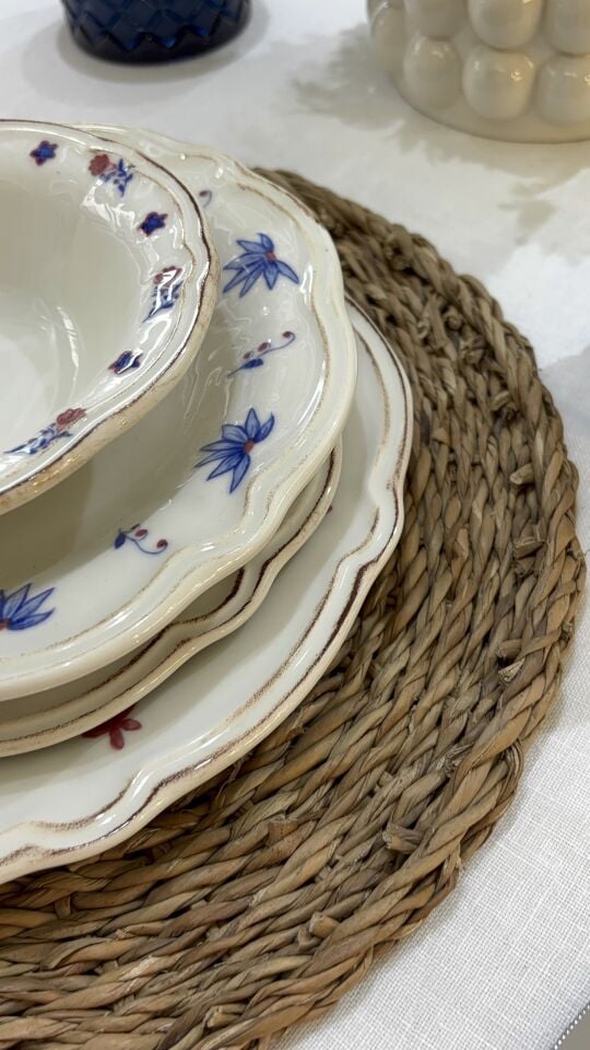 24 Parça Porselen Mavi Yemek Takımı