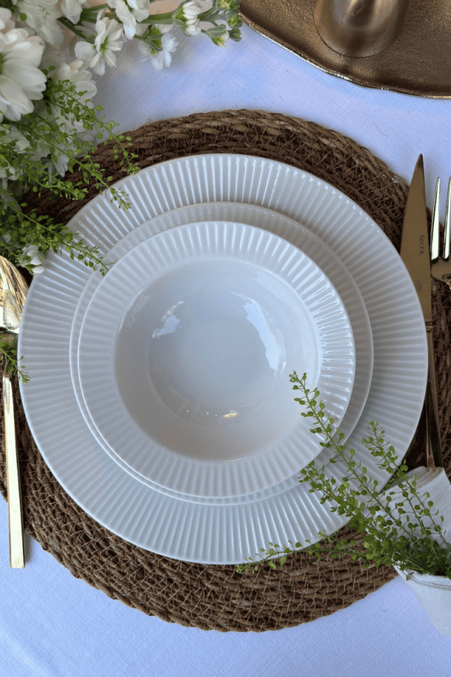 Luna 24 Parça Çizgili Porselen Yemek Takımı