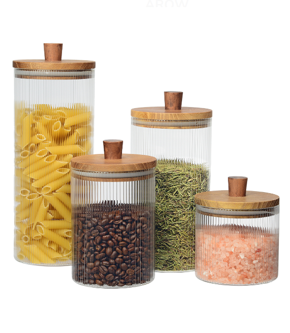 Arow Regina Akasya Kapaklı 4'lü Cam Kavanoz Seti