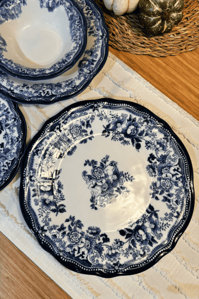 Porser Porselen Vintage Mavi  24 Parça Yemek Takımı