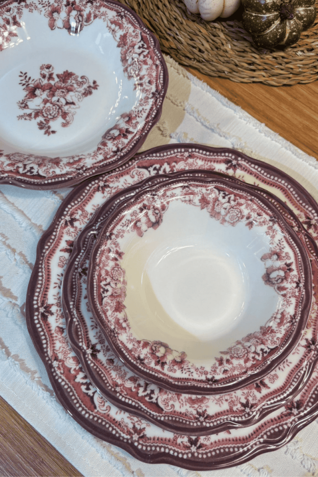 Porser Porselen Vintage 24 Parça Yemek Takımı Pembe