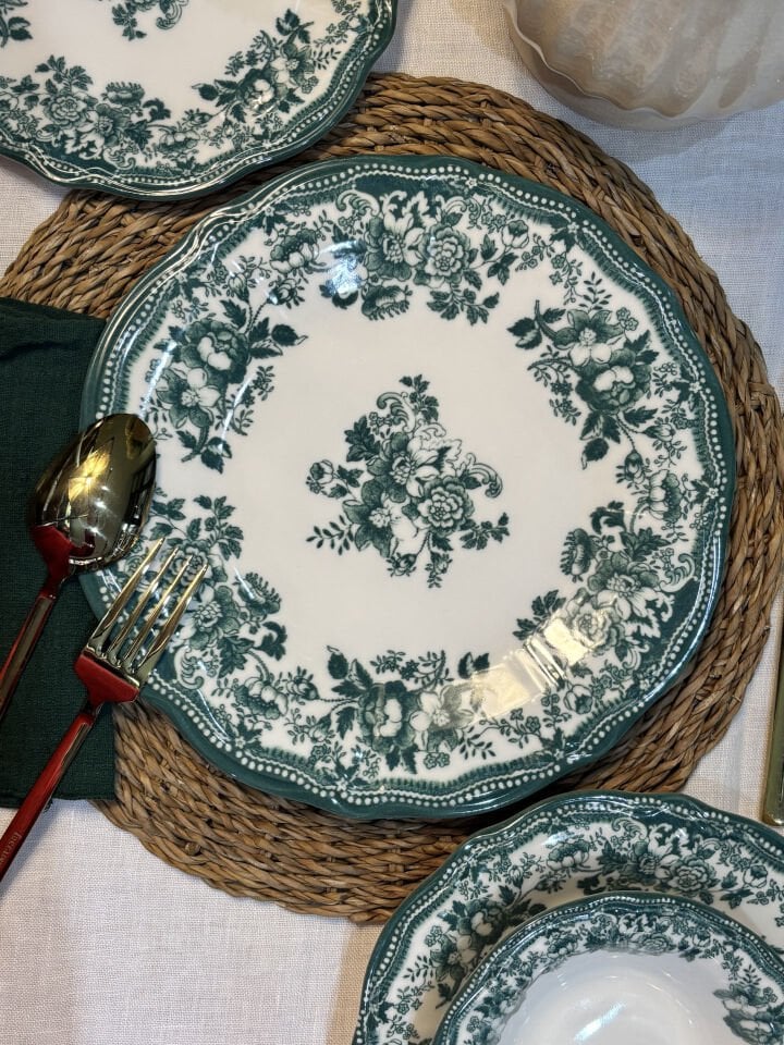 Porser Valeria Vintage Porselen  24 Parça Yemek Takımı Haki