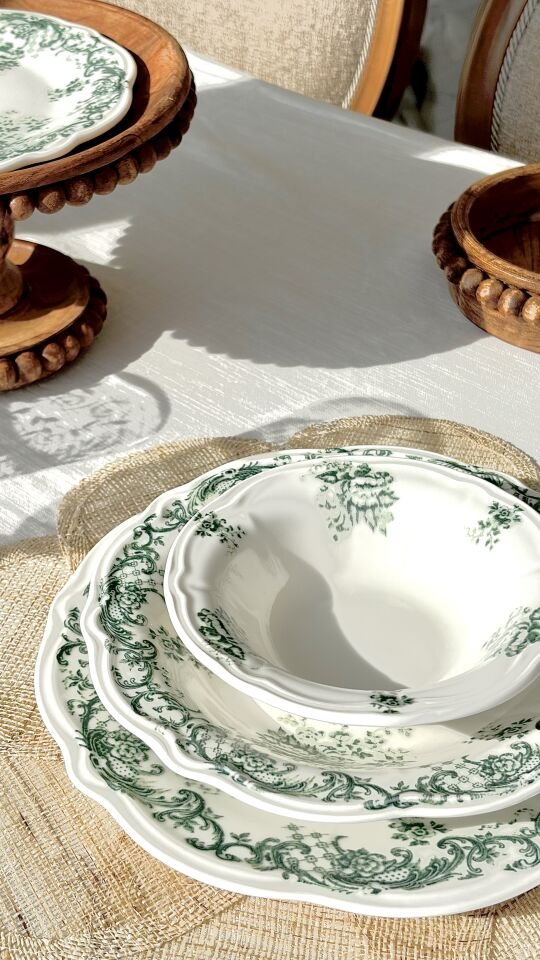 Vintage Rose Porselen 24 Parça  Yemek Takımı Haki